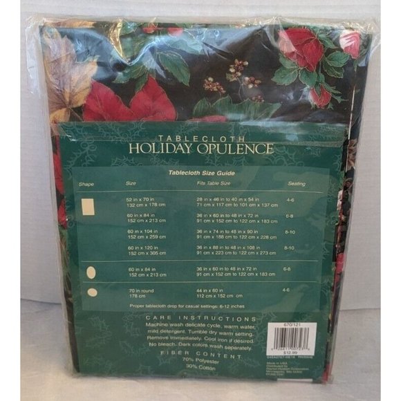 NOS Dayton Hudson Christmas Tablecloth Poinsettia Vtg 90s Holiday Retro 60 x 84 - Picture 3 of 16